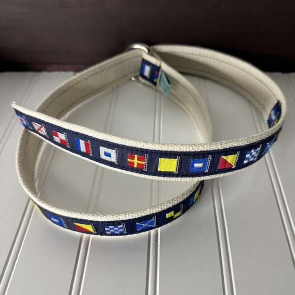 Eliza B. Men’s M 34-36 Code Flag Belt D-Ring Grosgrain Ribbon On Canvas Nautical - Picture 7 of 7